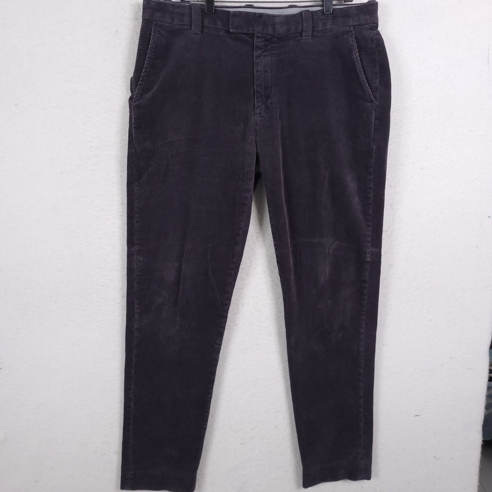 Brooks Brothers Corduroy Pants Men 38x34 Fits 38x32 Purple Milano Fit Slim Pant